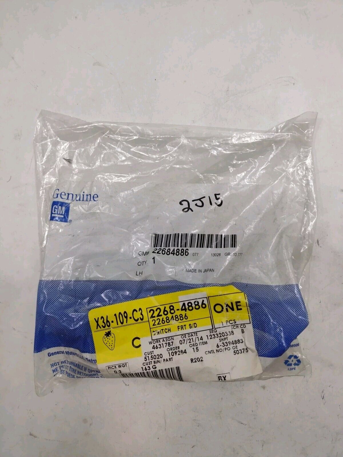 Genuine OEM GM Saturn L100 Door Window Switch 2002 22684886