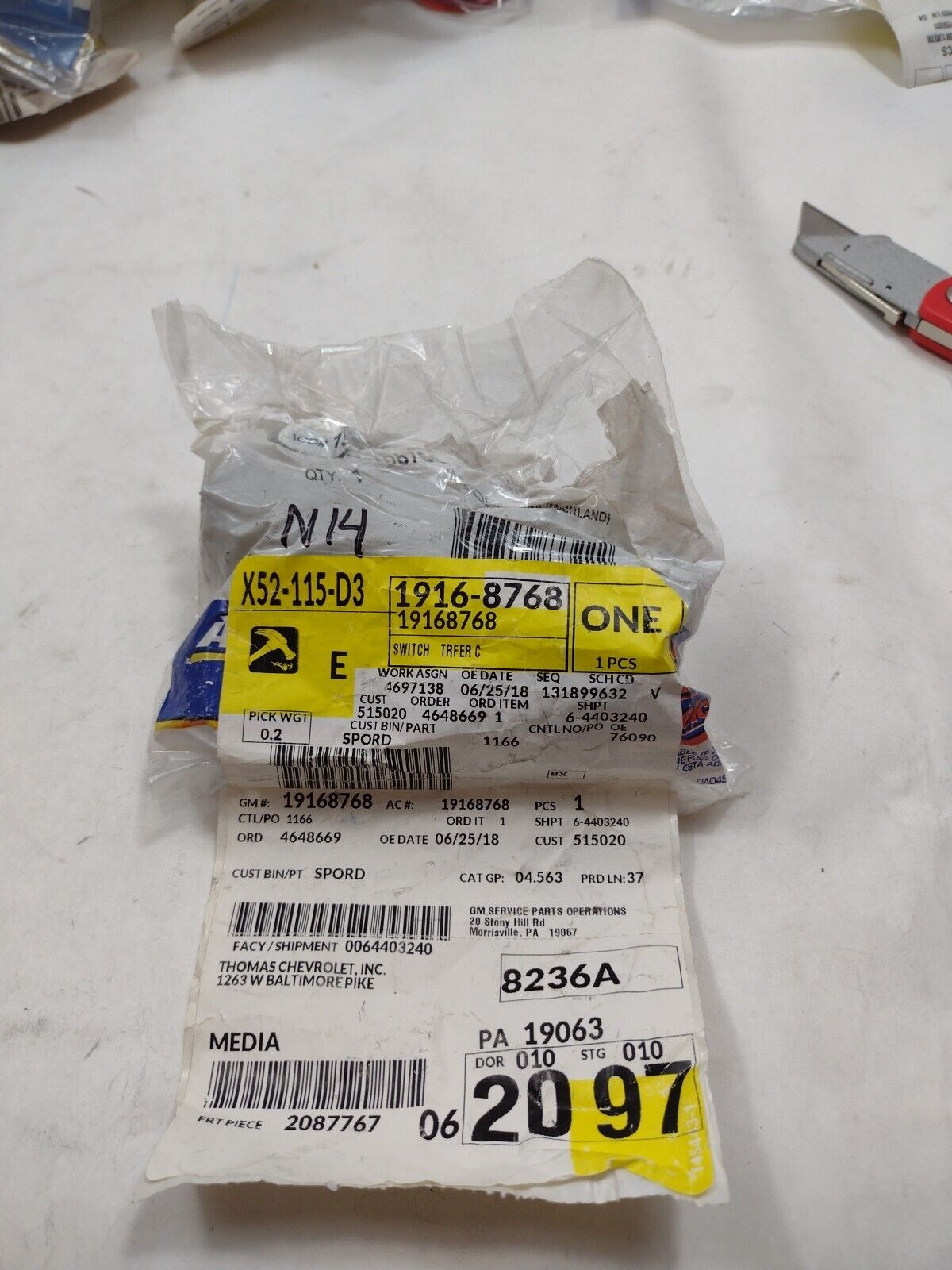 Genuine OEM GM Transfer Case Shift Control Switch 19168768