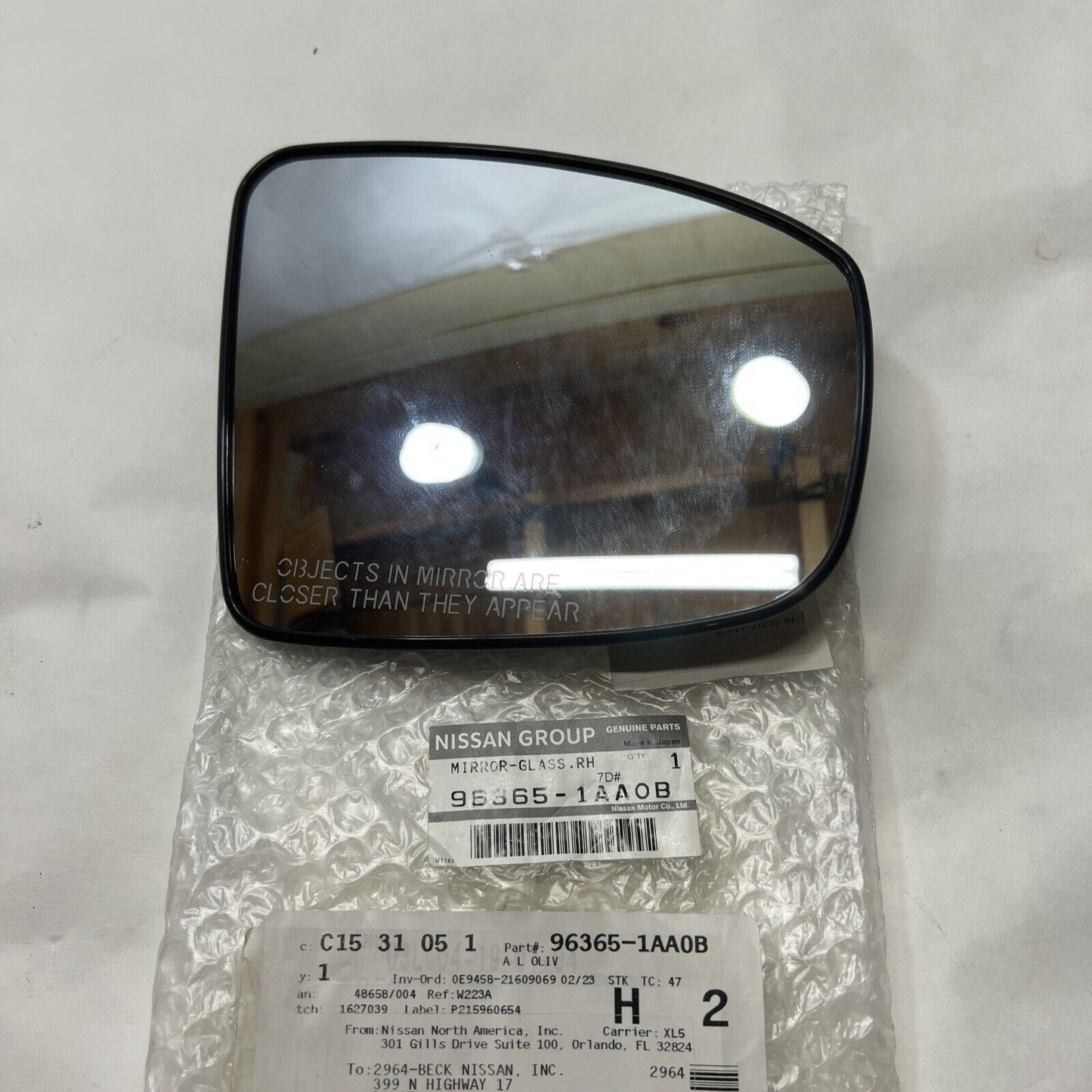 New OEM Nissan Murano Mirror Glass Passenger Side 2009-17 GENUINE 96365-1AA0B