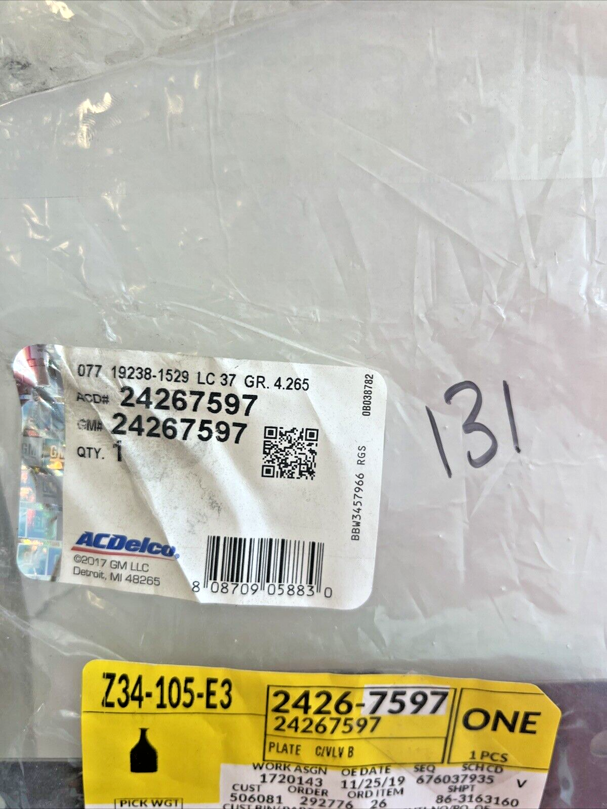 Genuine OEM GM ACDelco Auto Trans Control Valve Body Spacer Plate 19-23 24267597