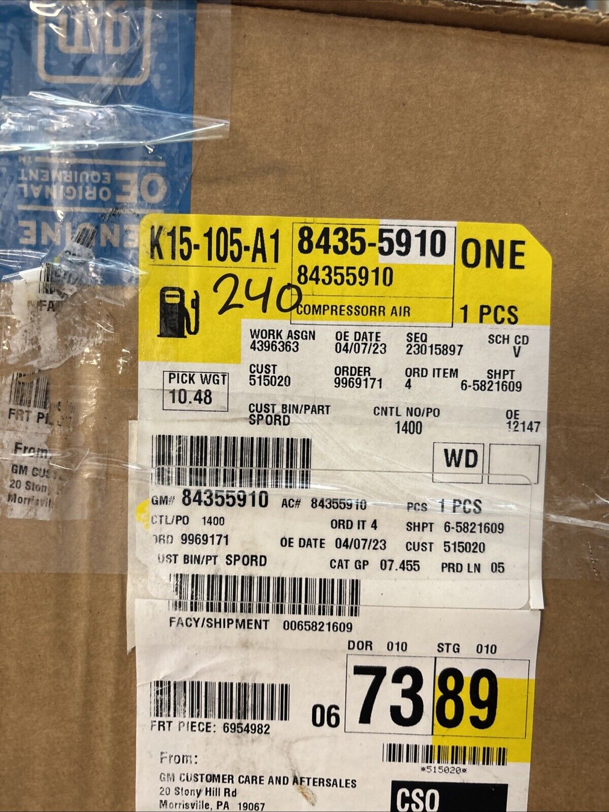 Genuine OEM GM Cadillac XTS Spring Air Compressor 2013-2019 84355910