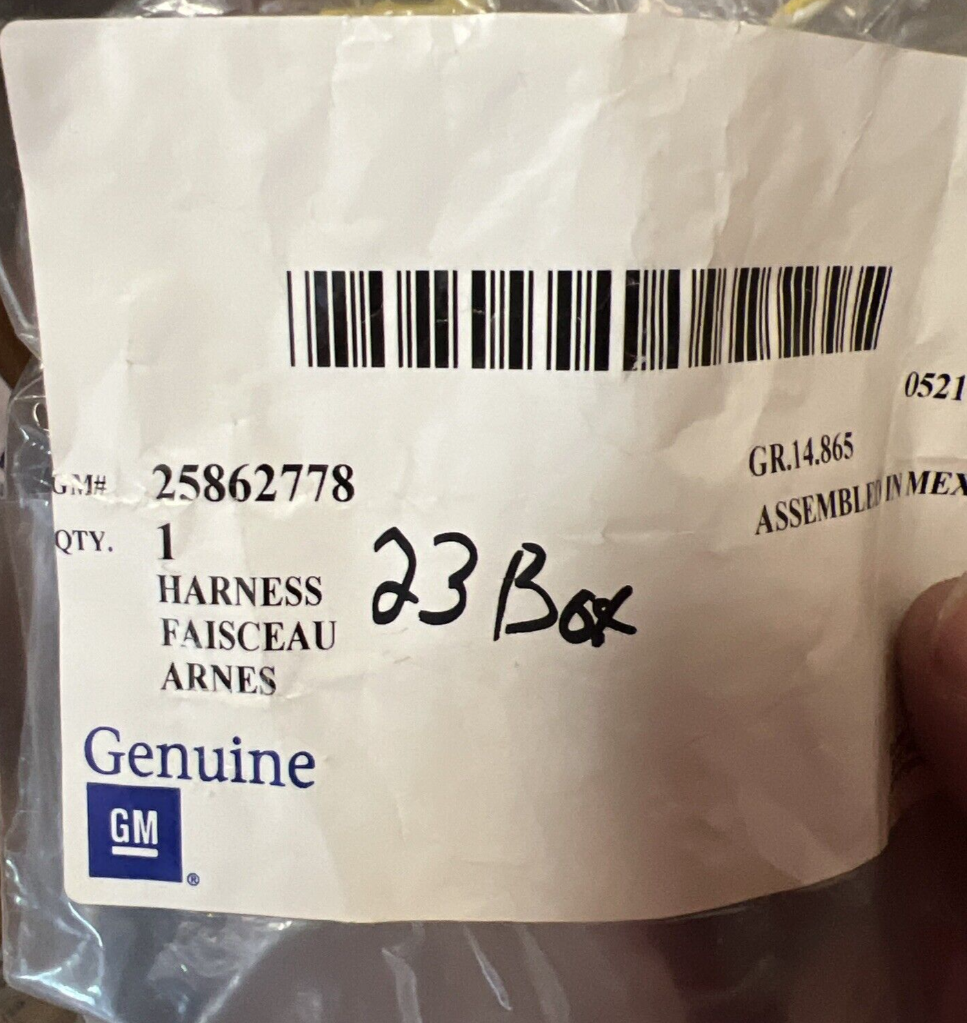 New OEM Genuine GM Inflator Restraint Wiring Harness Assembly 25862778