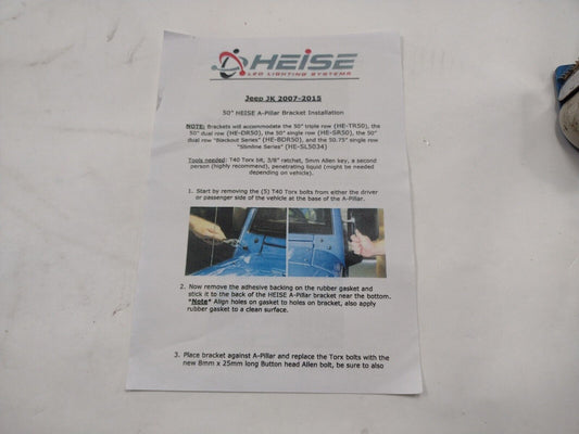 New for Jeep JK 2007-2017 HEISE A-Pillar Bracket for 50"Led Light Bar HE-JKAPB