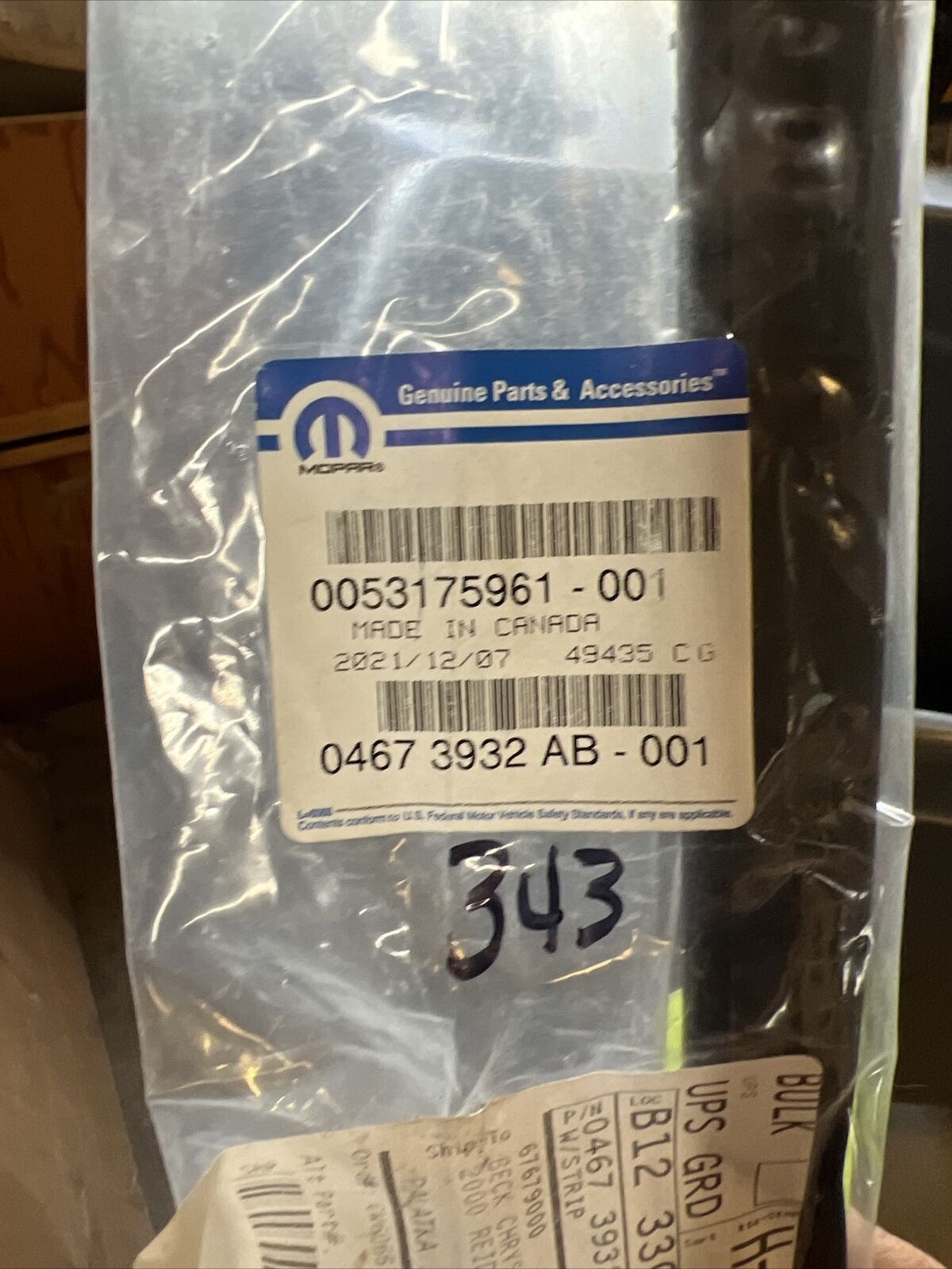 New OEM Genuine Mopar Weatherstrip Wheelhouse 4673932AB