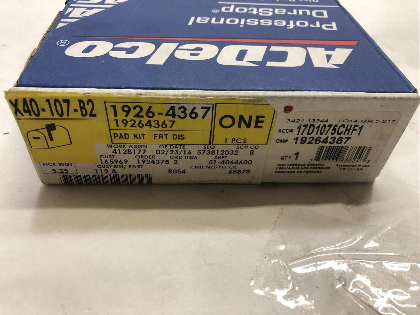 Genuine GM Ceramic Front Disc Brake Pad Set 19383243