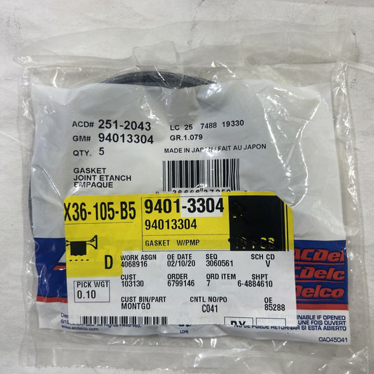 Genuine OEM GM ACDelco Engine Water Pump O Ring 2001-2016 2512043