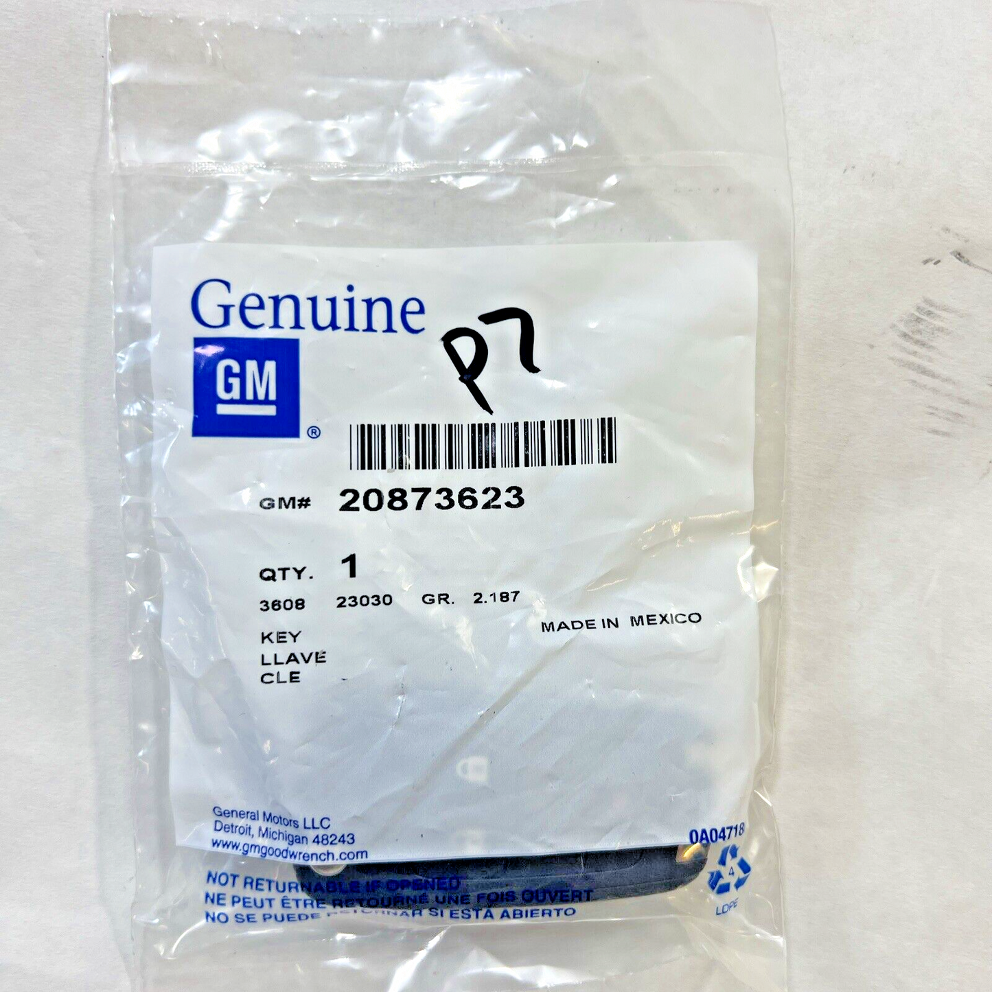 Genuine OEM GM Terrain Denali Door Lock and Ignition Key 2010-2017 20873623