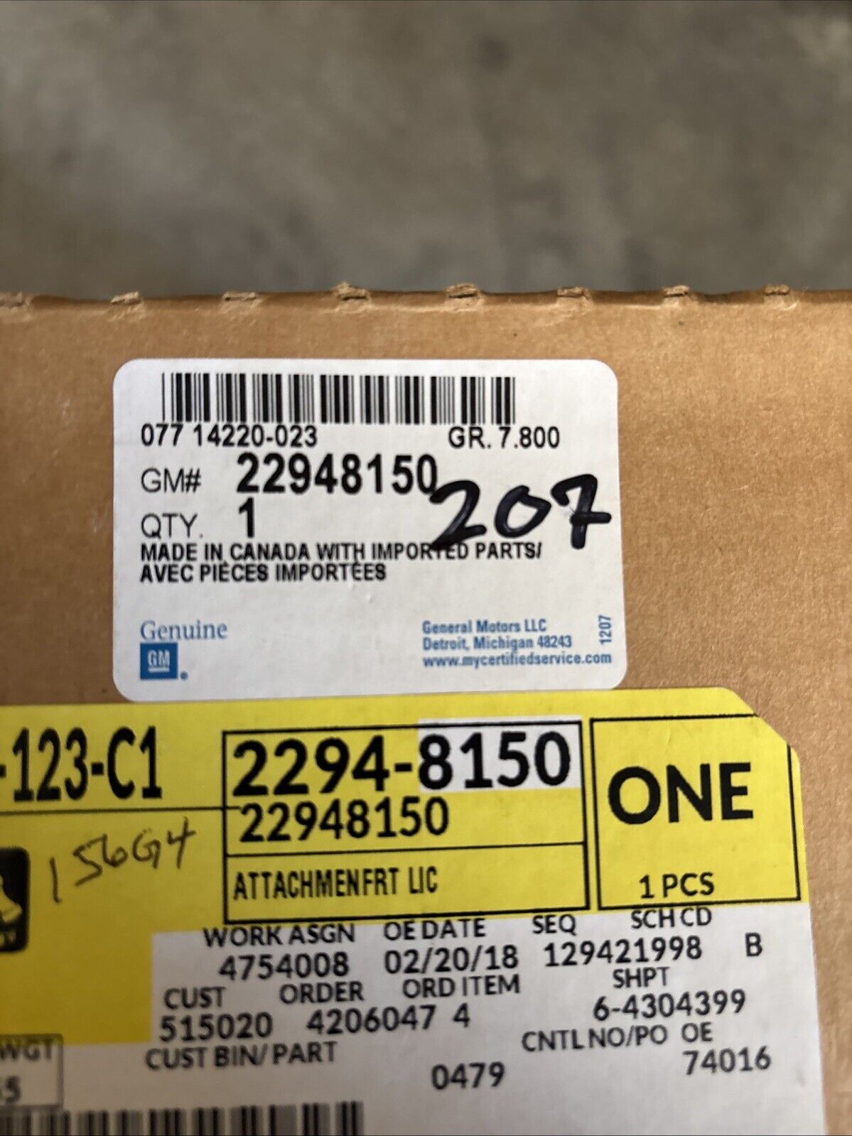 Genuine OEM GM Front License Plate Bracket 22948150