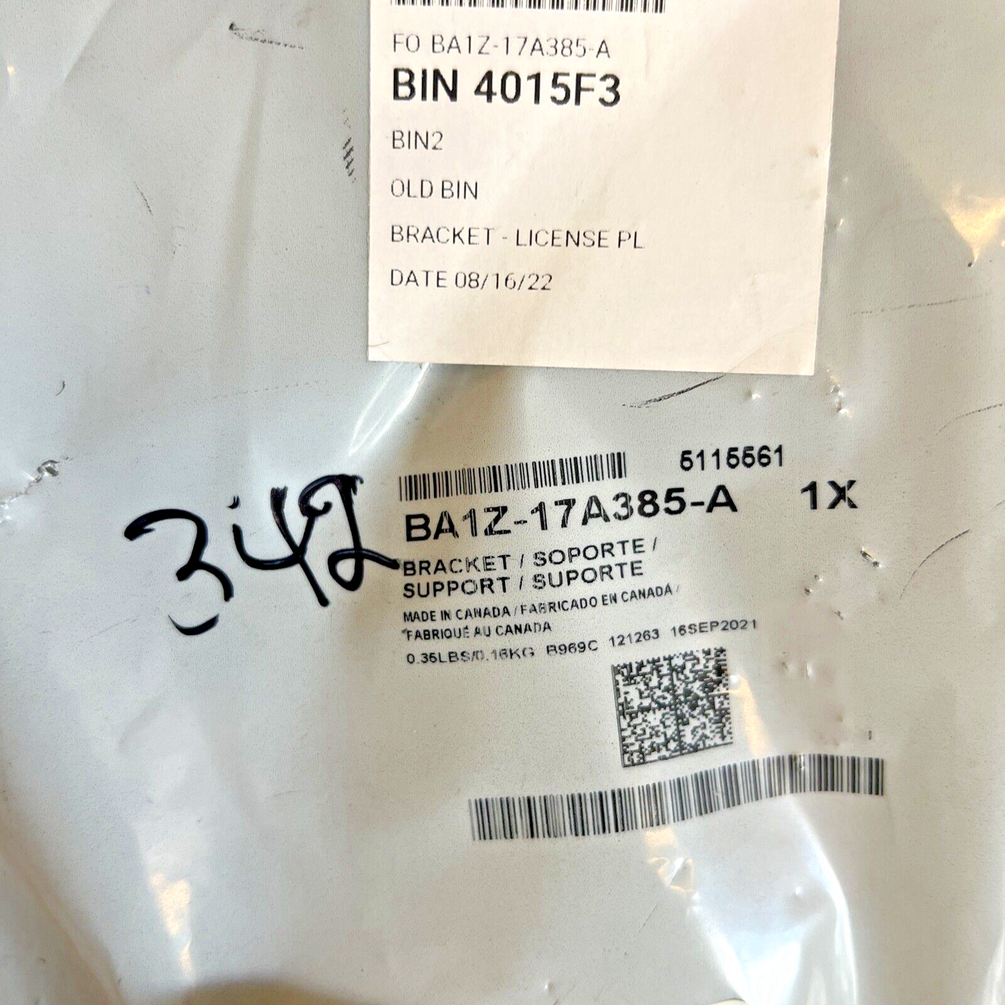 Genuine OEM MKX Front License Plate Mounting Bracket 2011-2015 BA1Z17A385A