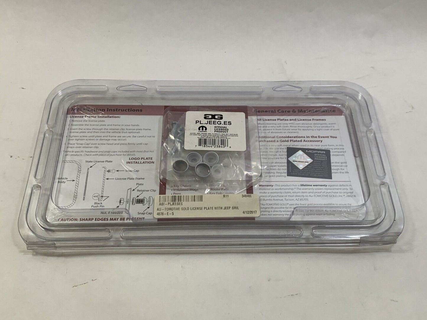 New License Plate Laser Etched Jeep Grill Logo Autogold PL.JEEG.ES