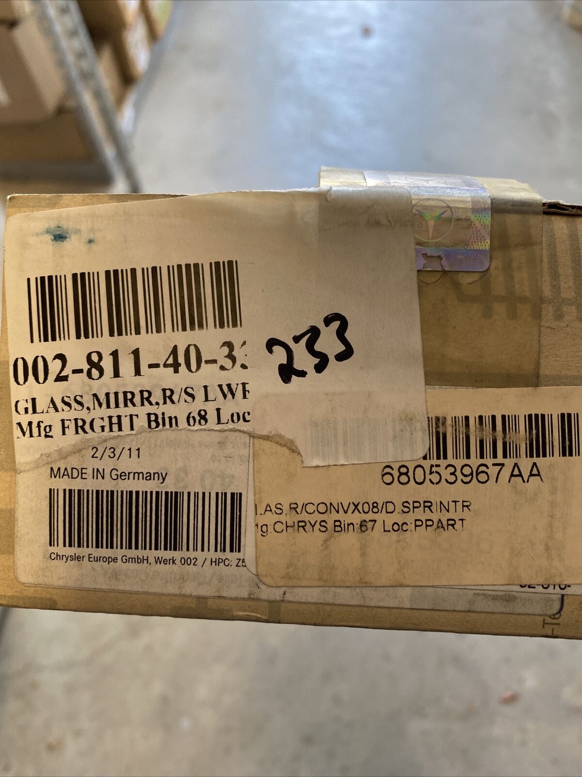 New OEM Genuine Mopar Spotter Mirror Glass Sprinter Van Driver Side 68053976AA