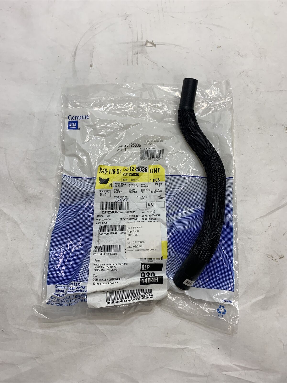 New OEM GM Chevy Colorado 15-16 Heater Outlet Hose 23125836