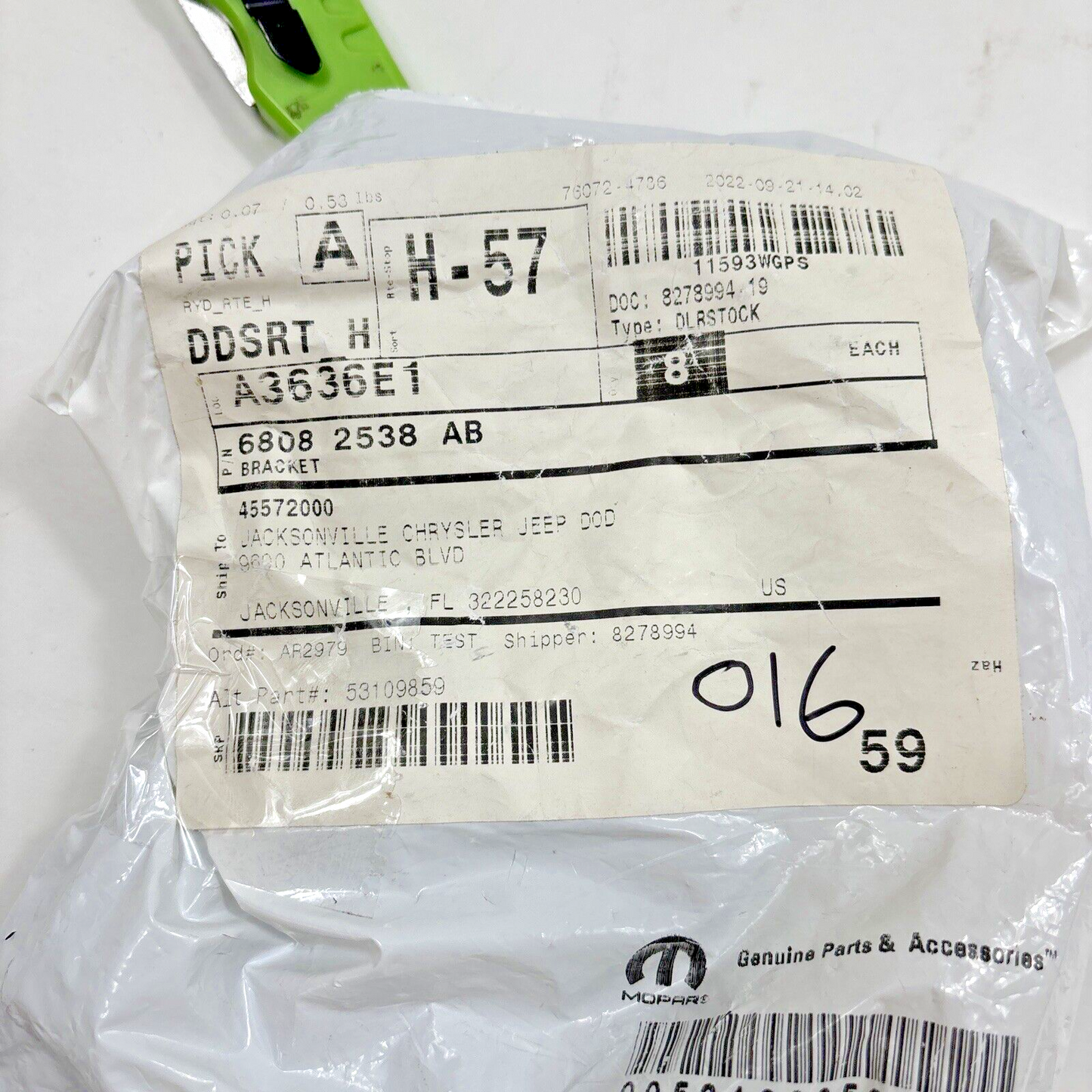 Genuine OEM Mopar Chrysler Pacifica Voyager Battery Hold Down Bracket 68082538AB