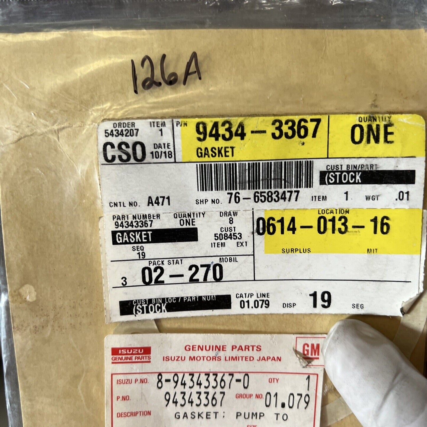 New OEM Genuine GM General Motors Gaskets for 94343367