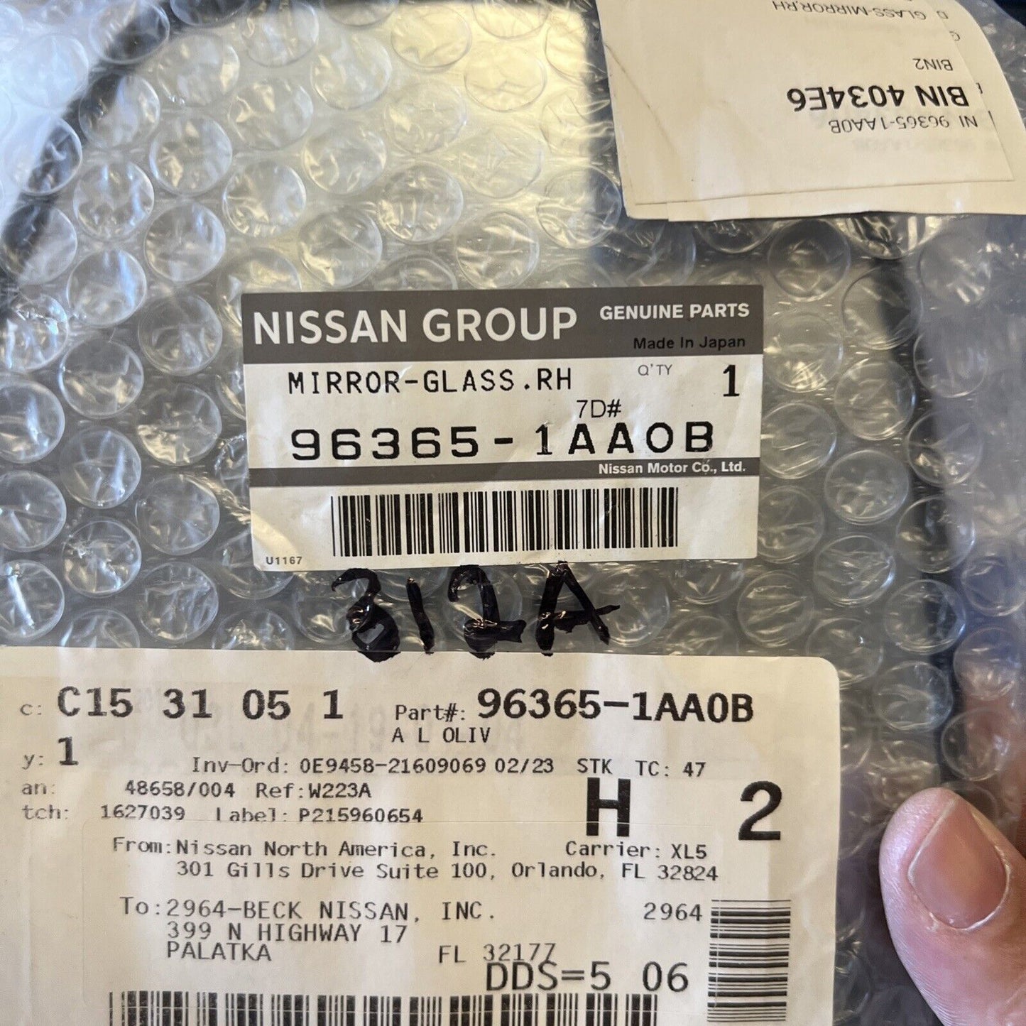 New OEM Nissan Murano Mirror Glass Passenger Side 2009-17 GENUINE 96365-1AA0B