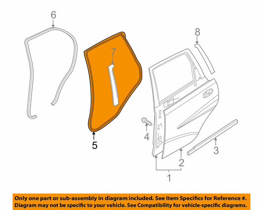New OEM Chevy Aveo Sedan Driver Side Rear Door Weatherstrip 2004-06 96583076