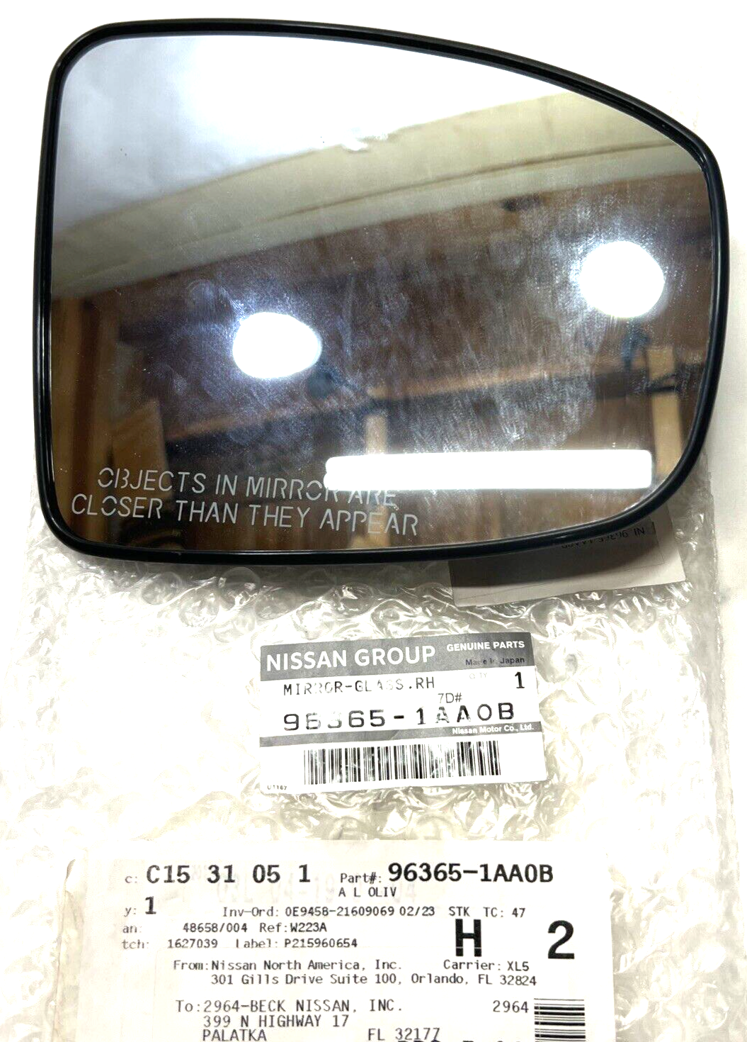 New OEM Nissan Murano Mirror Glass Passenger Side 2009-17 GENUINE 96365-1AA0B