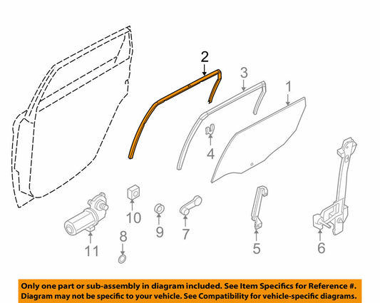 New OEM Ford Focus Rear Driver Side Door Window Channel 08-11 8S4Z-5426261-A