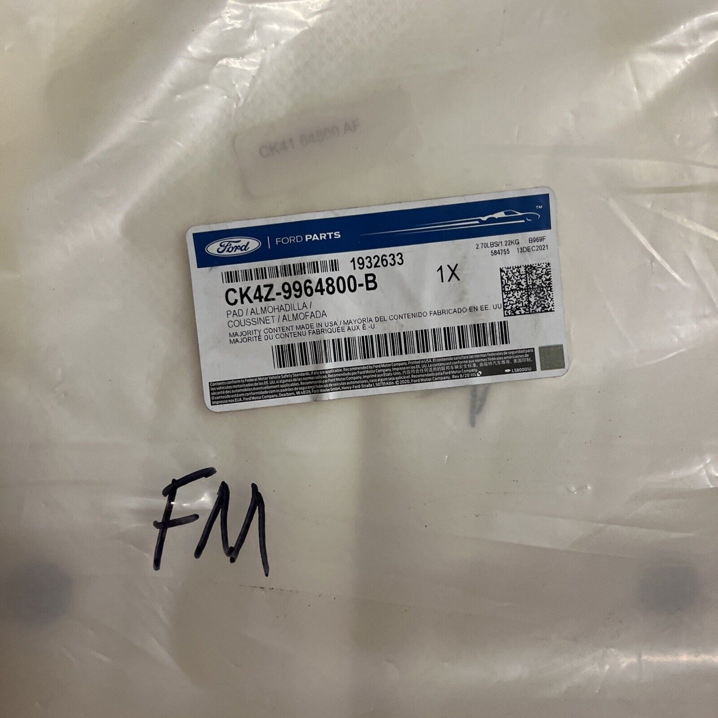 Genuine OEM Ford Transit-150 Seat Back Foam Pad 2015-2016 CK4Z9964800B