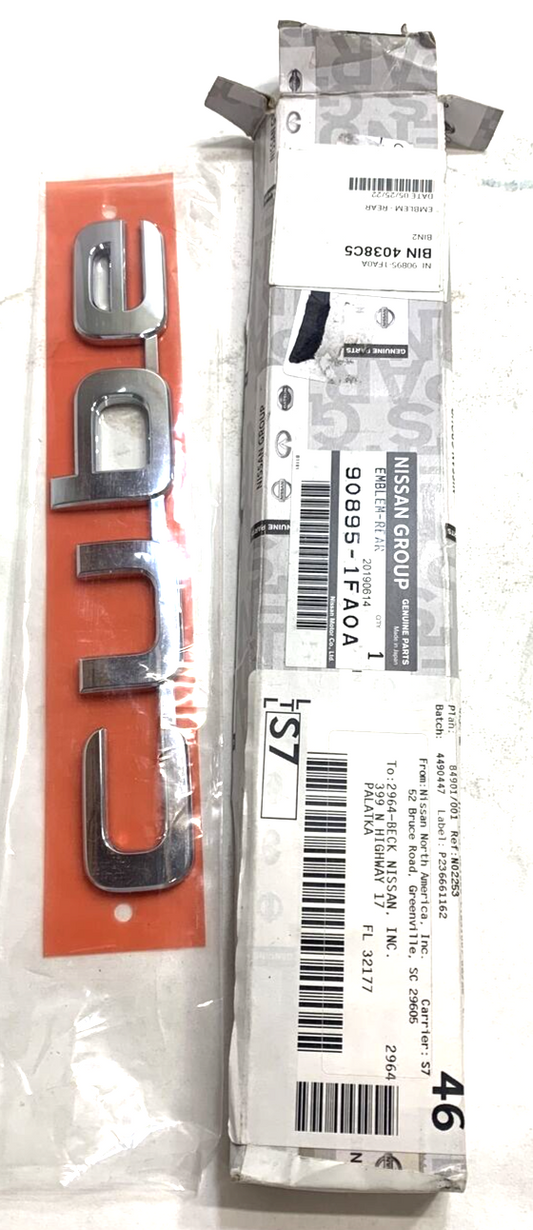 New OEM Nissan "Cube" Emblem GENUINE Nameplate 90895-1FA0A