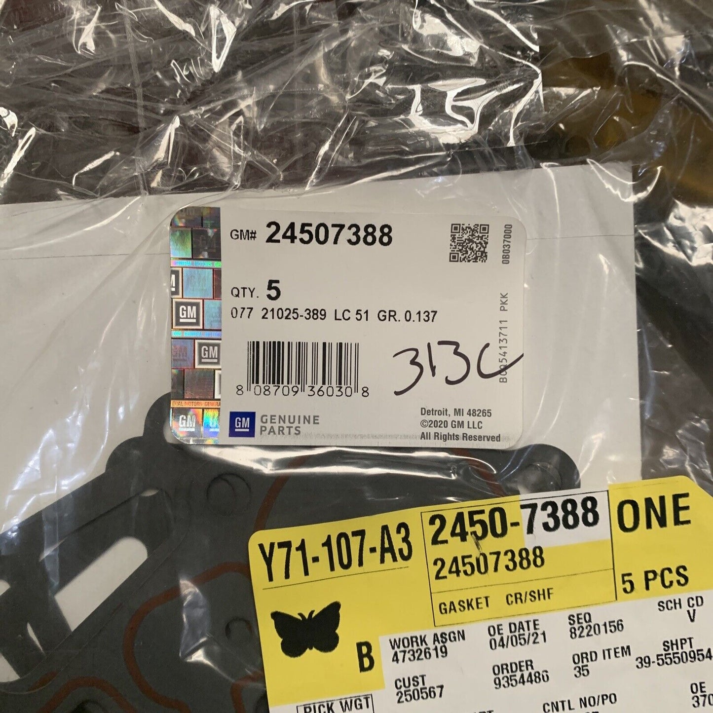 New OEM GM Chevy Impala Engine Rear Main Bearing Gasket 95-05 24507388