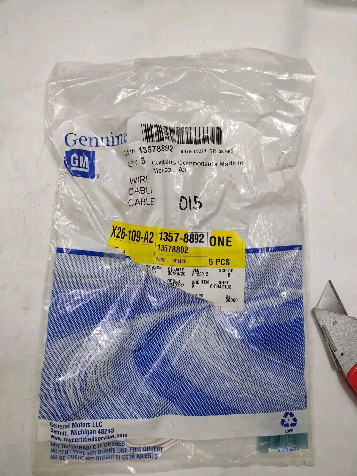 Genuine GM Multi-Purpose Wire Connector 13578892 Package Of 5