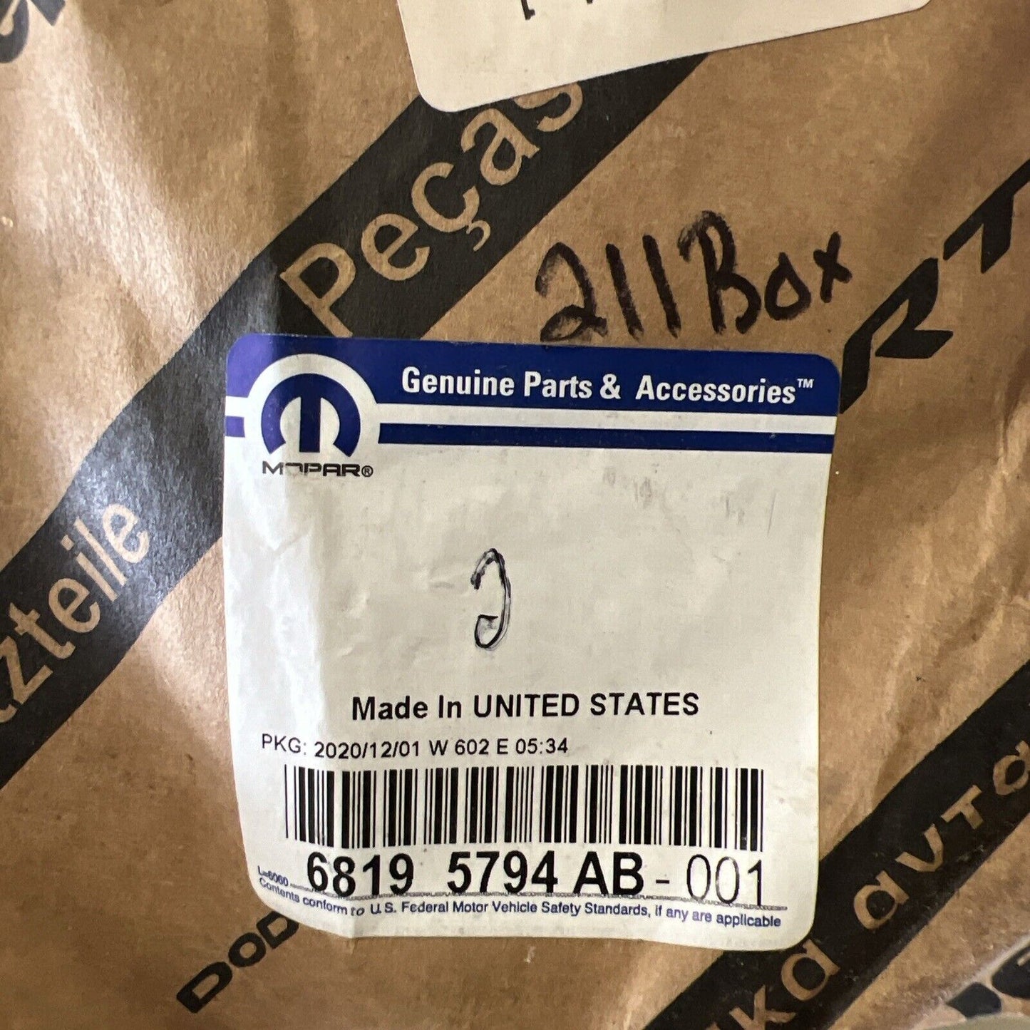 New OEM Genuine Mopar Front Fender Decal 68195794AB