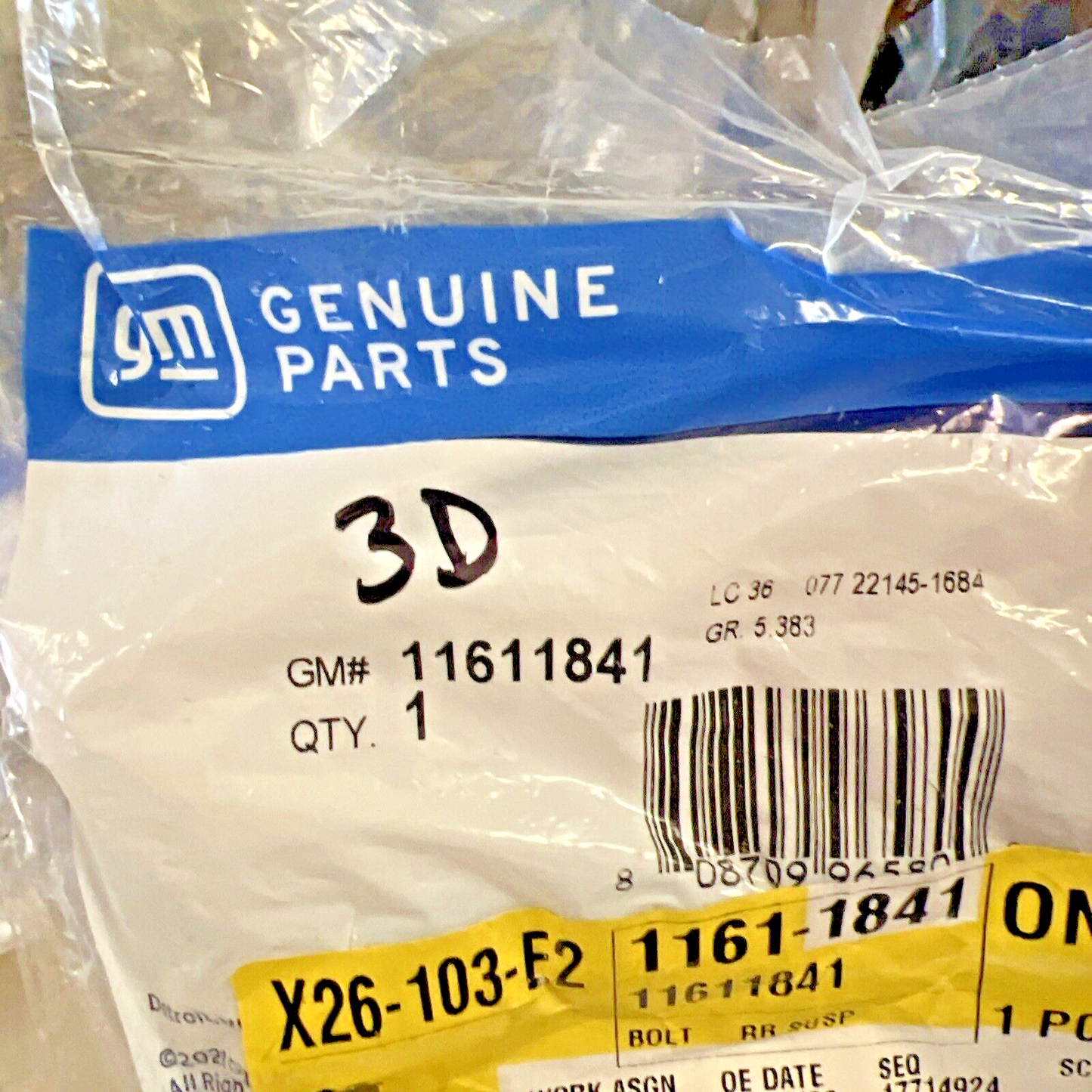 Genuine OEM GM Enclave Rear Suspension Lower Control Arm Bolt 2013-2023 11611841