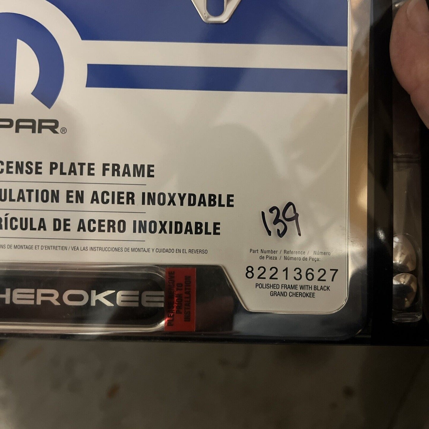 Genuine OEM Mopar License Plate Frame 82213627AB