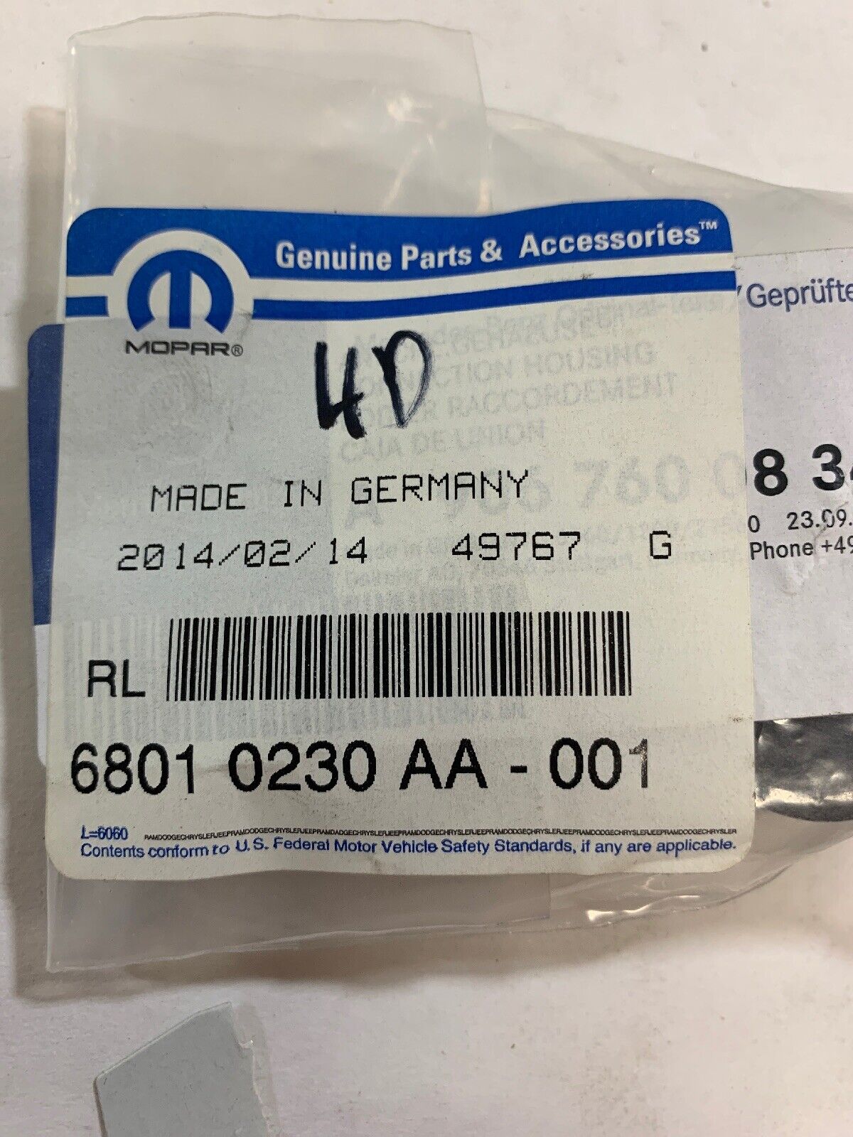 New OEM Dodge Sprinter Plastic Cover 2007-09 68010230AA