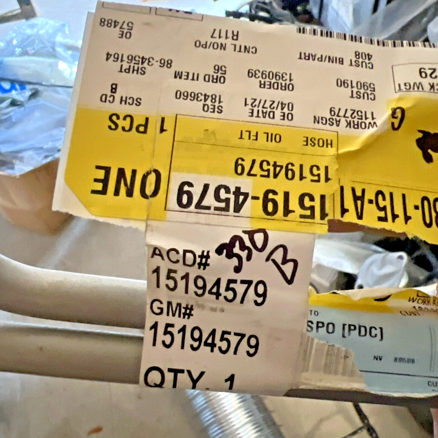 Genuine OEM GM ACDelco Chevrolet Engine Oil Cooler Hose Assembly 96-05 15194579