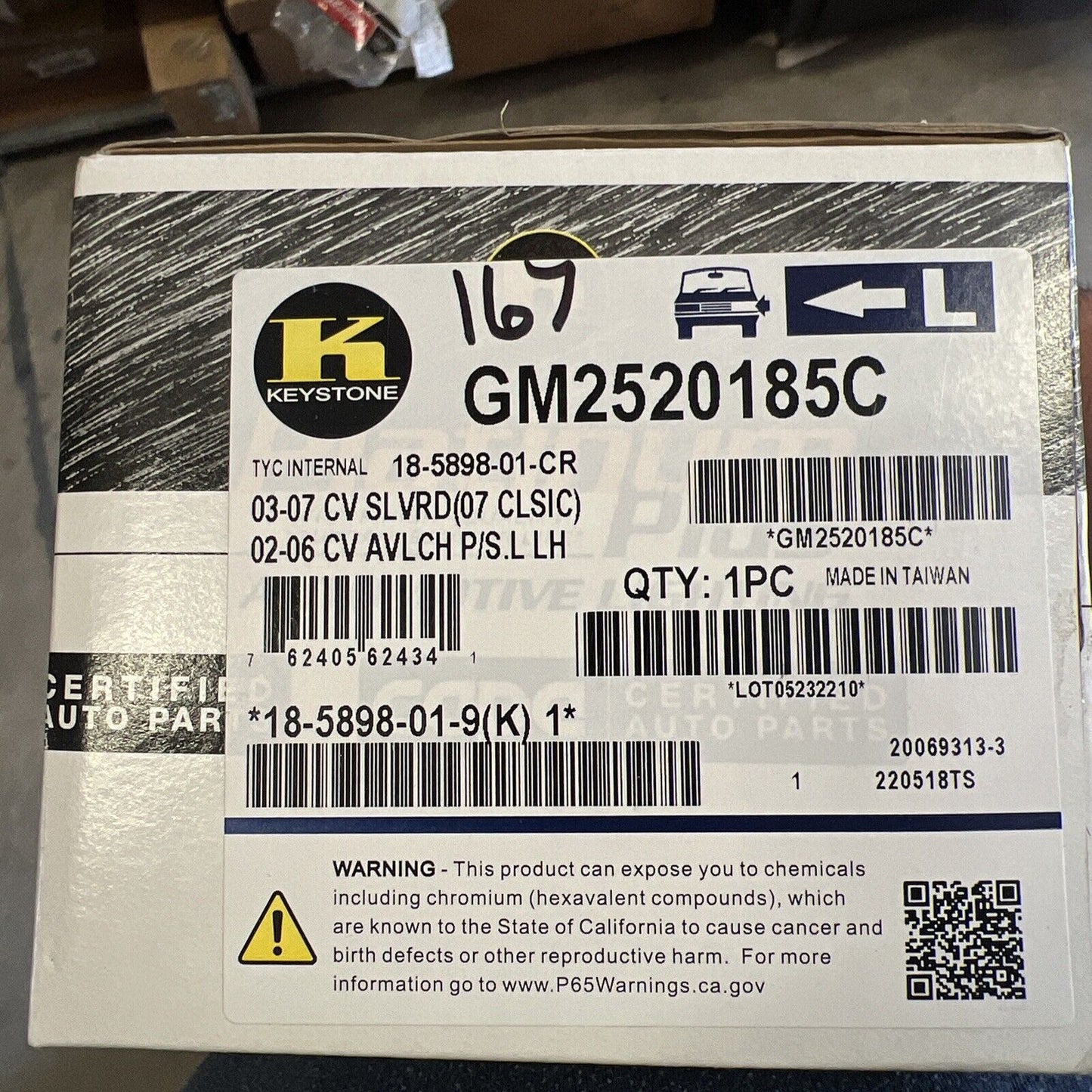 New OEM Genuine Keystone Left Driver Side Parking Lamp Assembly GM2520185C