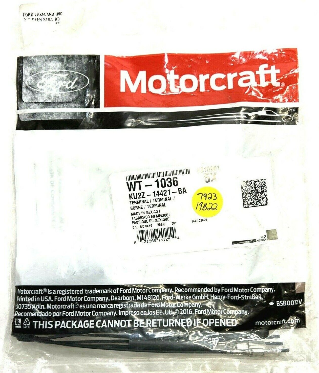 New OEM Ford F150 Bronco Sport Fuel Pump Jumper Harness Kit Motorcraft WT1036