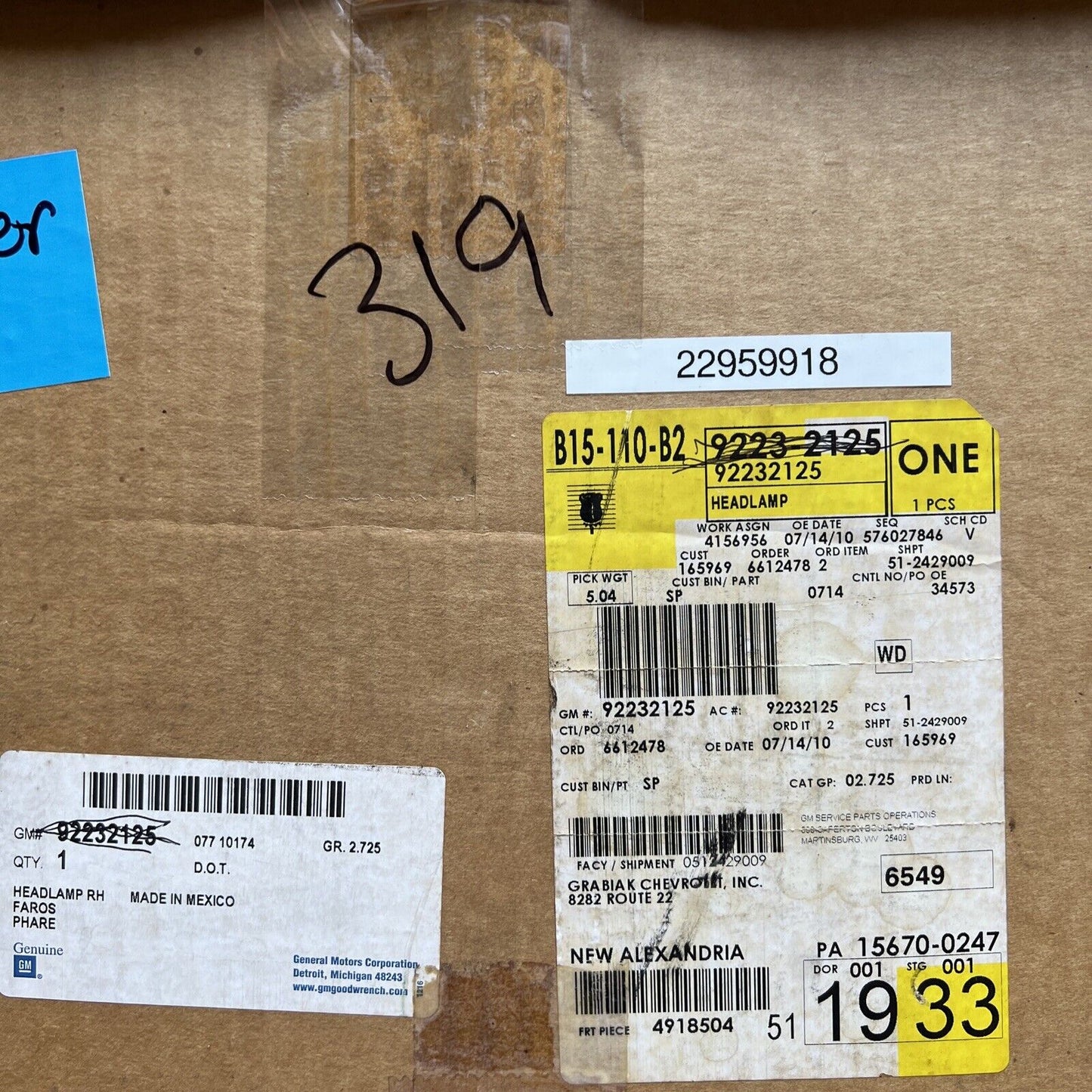 GM OEM Chevrolet Camaro-Headlight Head Light Headlamp 10-13 22959918