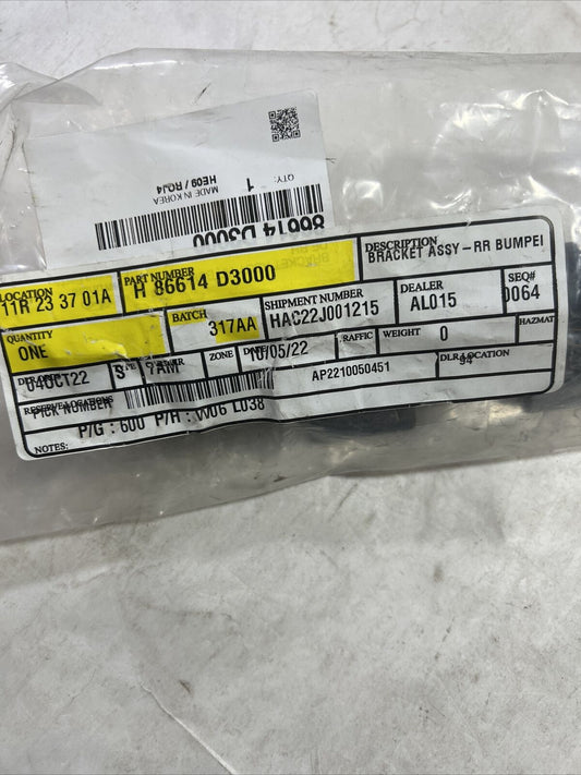 Genuine OEM Hyundai Tucson Rear Bumper Bracket Assembly Kia 2015-2021 86614D3000