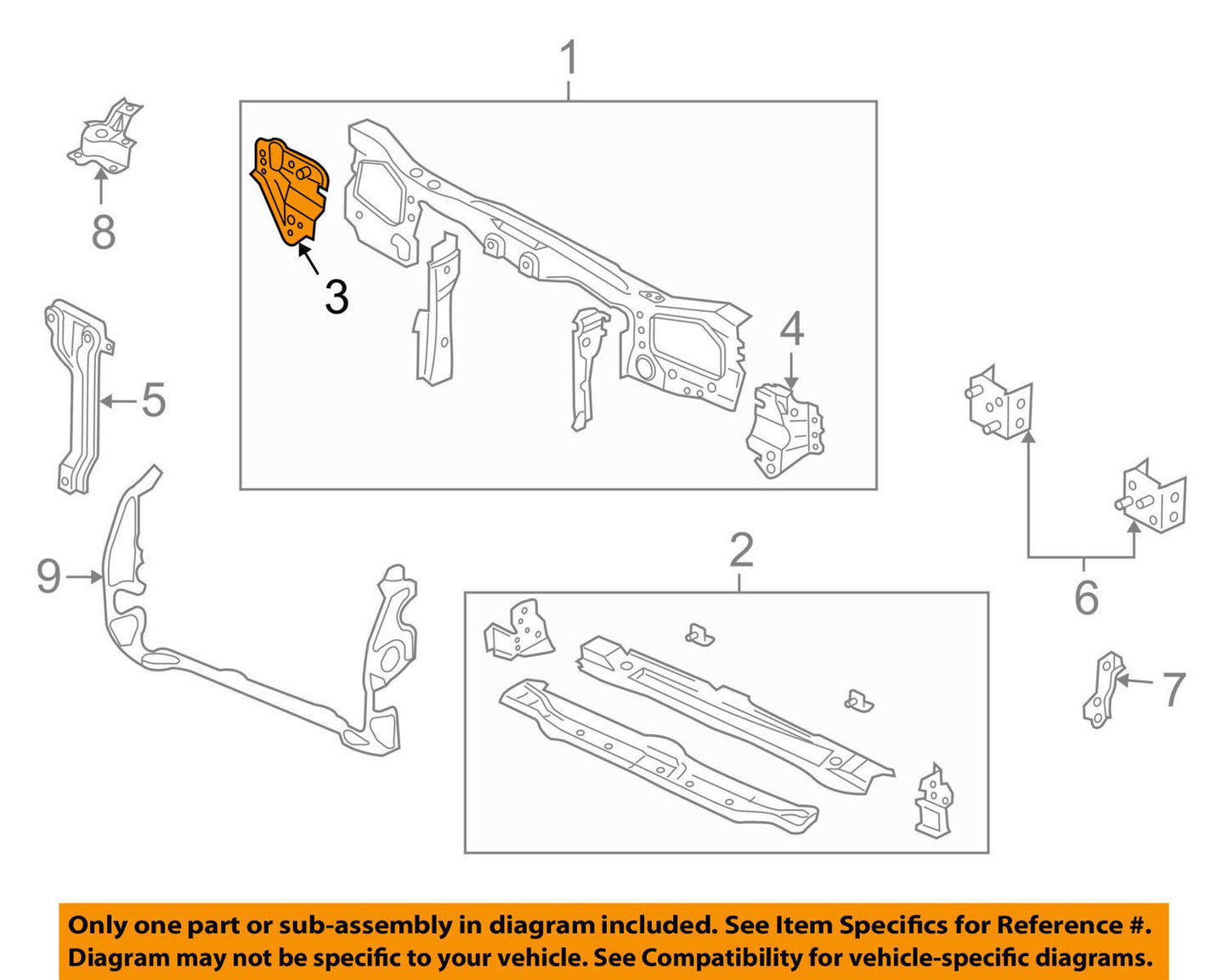 New OEM Ford Escape Radiator Support Bracket Right 01-04 YL8Z13A114BA