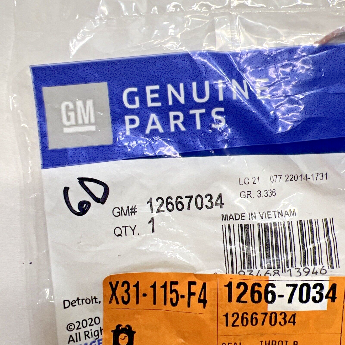 Genuine OEM GM Encore GX Trailblazer Throttle Body Seal 2020-2022 12667034