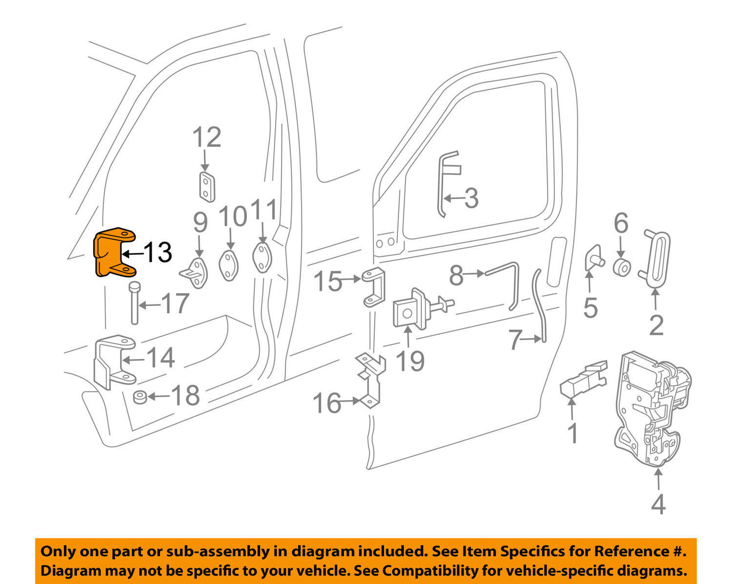 New OEM GM Door Hinge Driver Side Left 1996-17 Chevy Express 2500 19120097