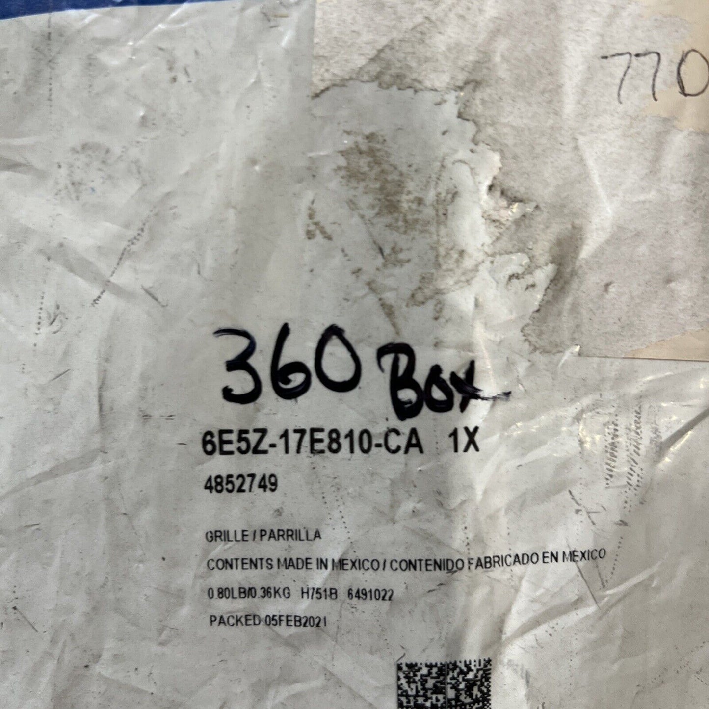 New OEM Genuine Ford Fusion 2006-2009 Right Grille Bumper Cover 6E5Z17E810CA