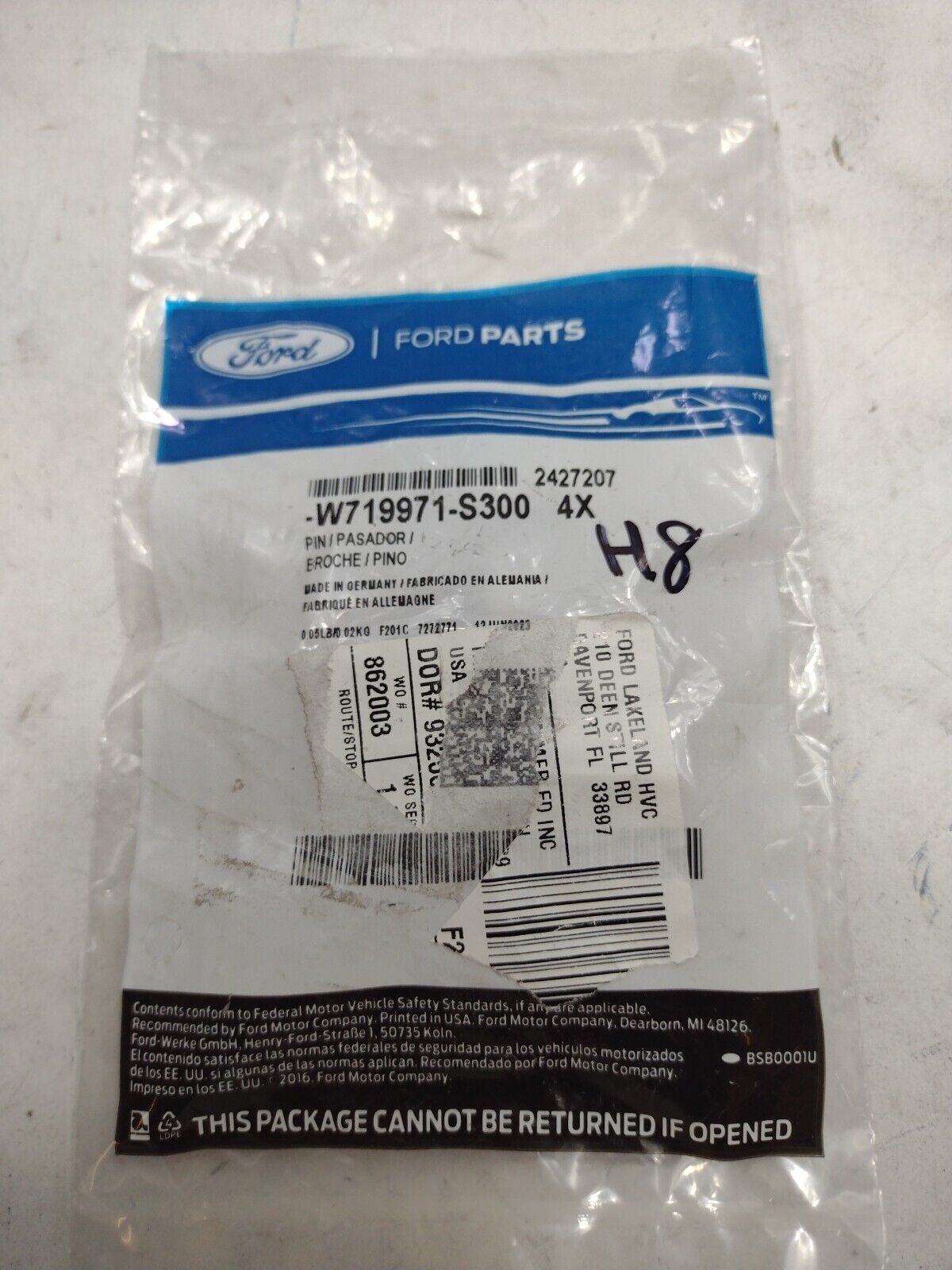 Genuine Ford Side Molding Retainer -W719971-S300 Package Of 4