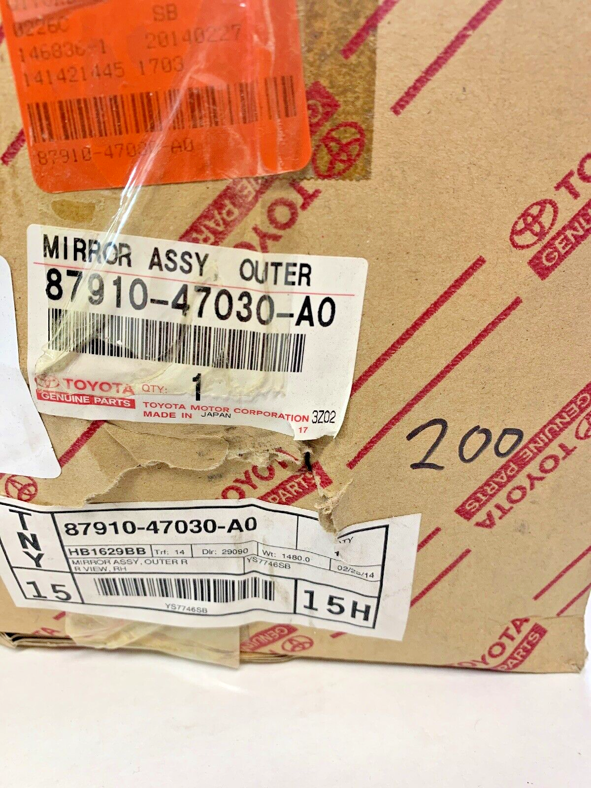 New GENUINE Toyota Prius Mirror Passenger Side Right White 2001-03 8791047030A0