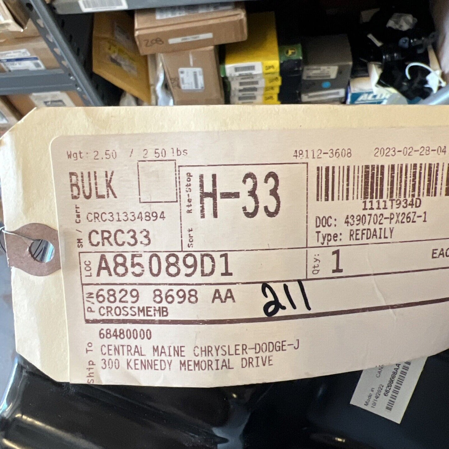 Genuine OEM Mopar Jeep Wrangler Rear Floor Crossmember 2018-2024 68298698AA