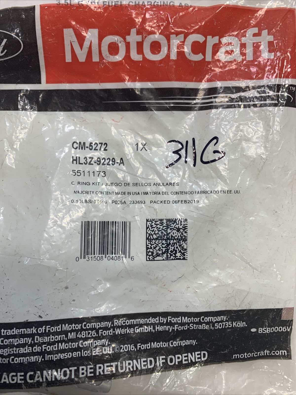 New OEM Ford Explorer Fuel Injector O-Ring Kit 2017-2021 HL3Z-9229-A