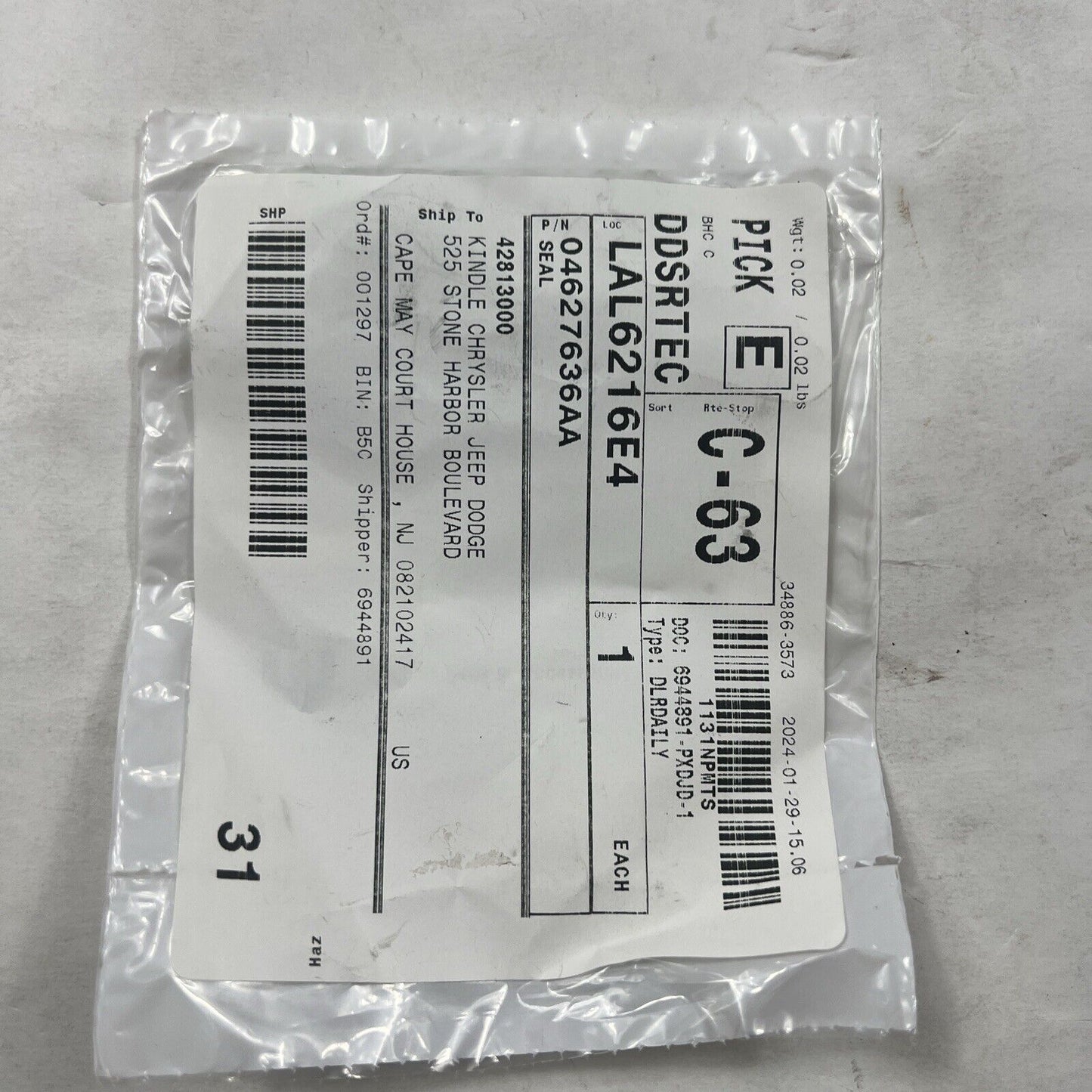 Genuine OEM Mopar Jeep Grand Wagoneer PCV Valve Seal 6.4L 2014-2024 04627636AA