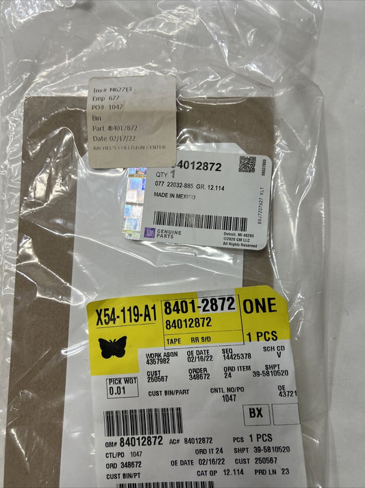 New OEM Genuine GM Colorado 15-22 Right Exterior Rear Black Out Tape 84012872