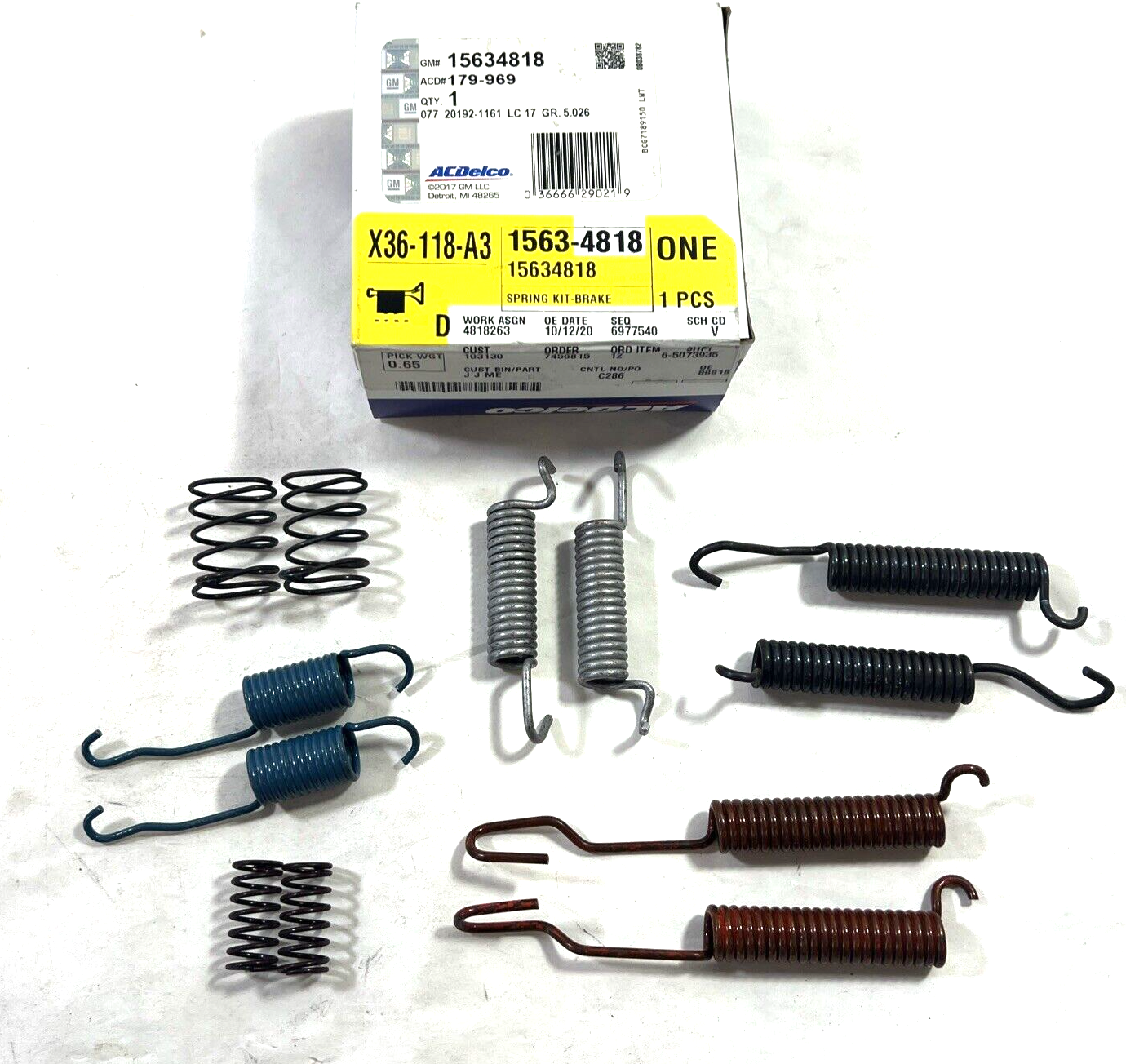 Genuine GM OEM 15634818 Rear Brake Drum Spring Kit ACDelco 179-969