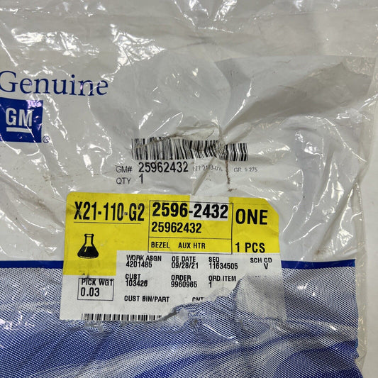 Genuine OEM GM HVAC Heater Control Switch Bezel 25962432