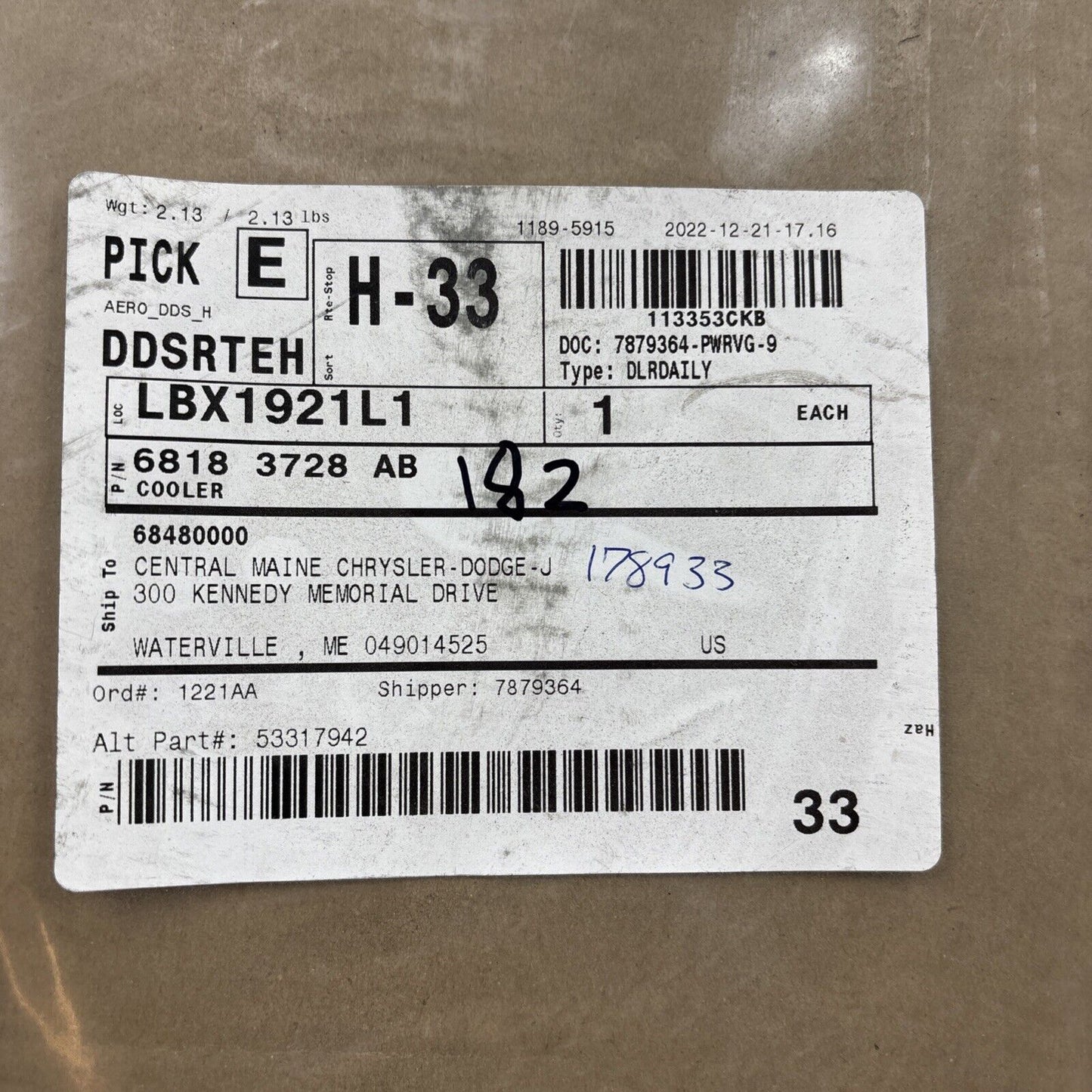 Genuine OEM Mopar Chrysler 200 Transmission Oil Cooler 2015-2017 68183728AB