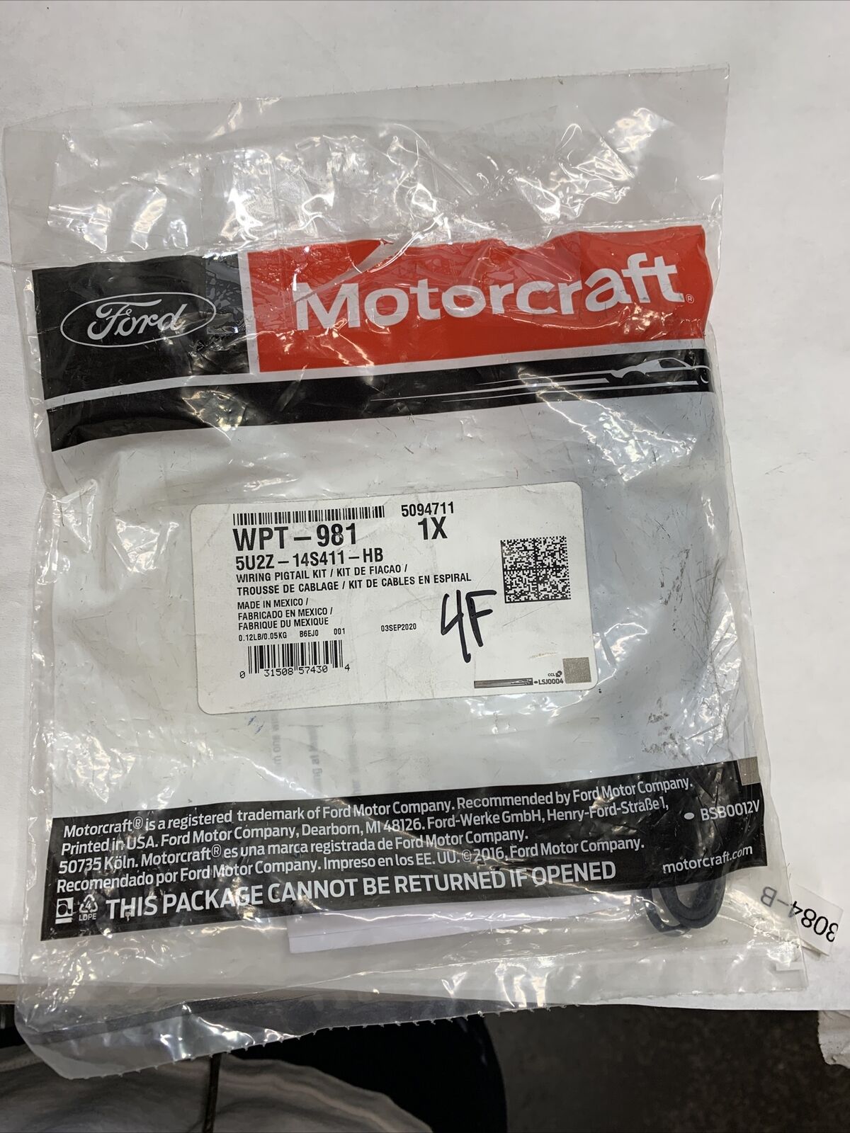 New OEM Motorcraft Wiring Harness O2 Sensor 5U2Z-14S411-HB