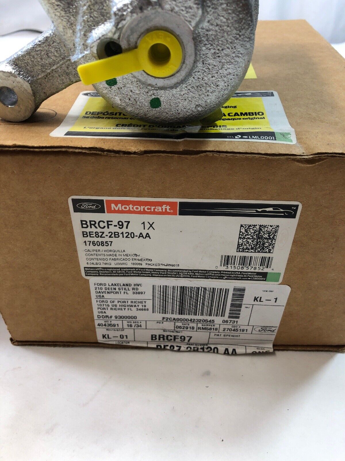 New OEM Ford Fiesta Brake Caliper Front Passenger Side 2011-18 Motorcraft BRCF97